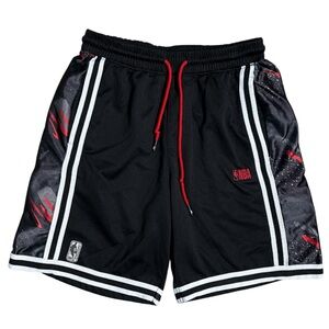 NBA Black Shorts with Red and White Accents Mens Size Small